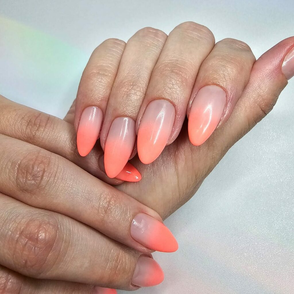 Pink and Orange Ombre Nails