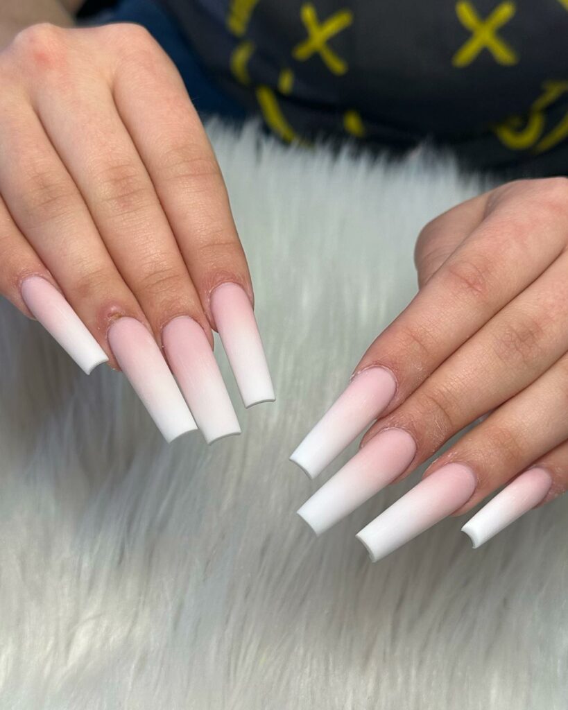 Pink and White Ombre Nail