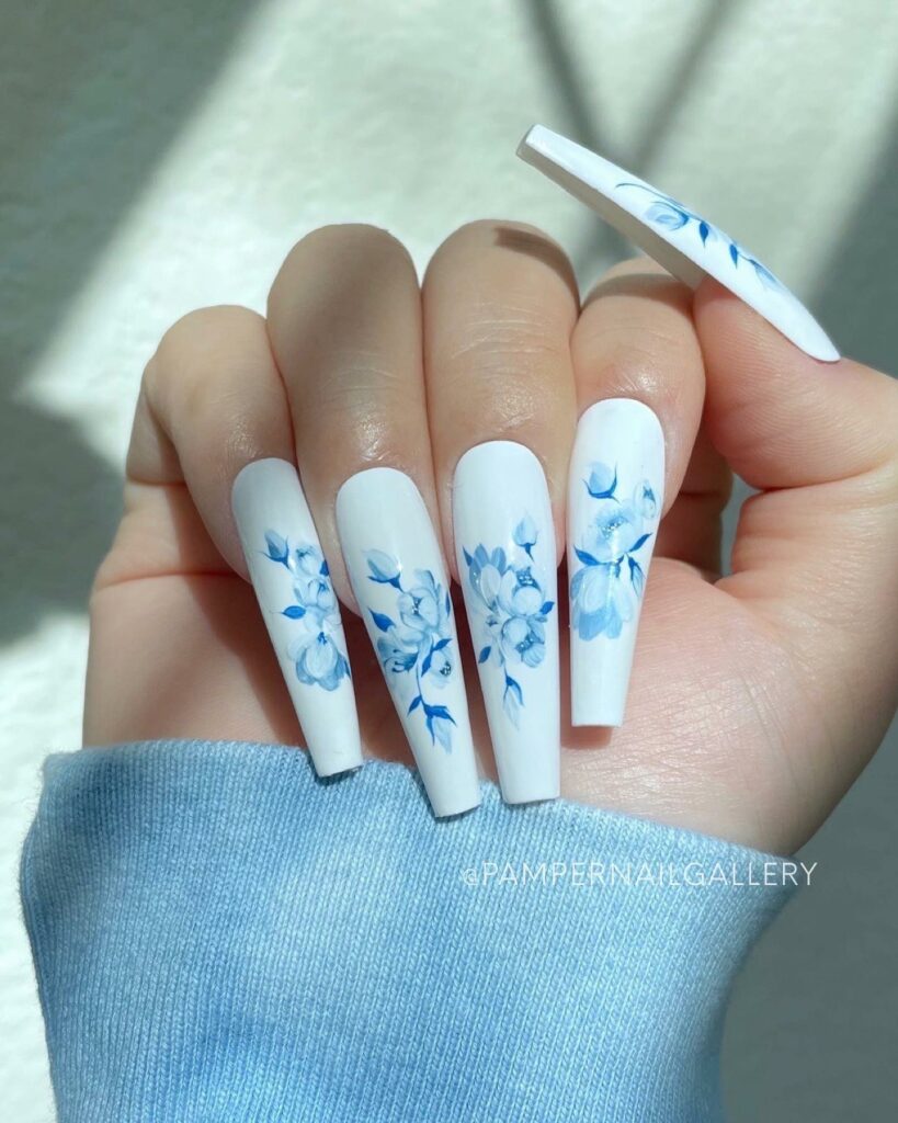 Porcelain baby blue nails