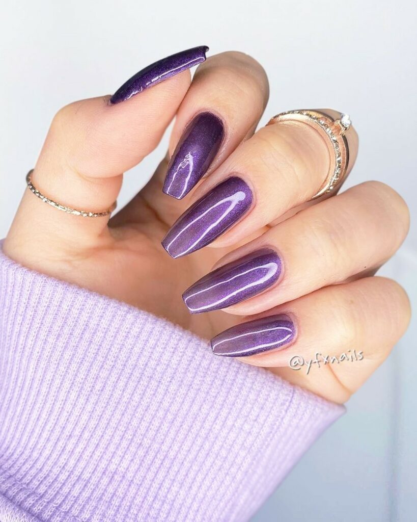 Pretty in Purple cat eye nails