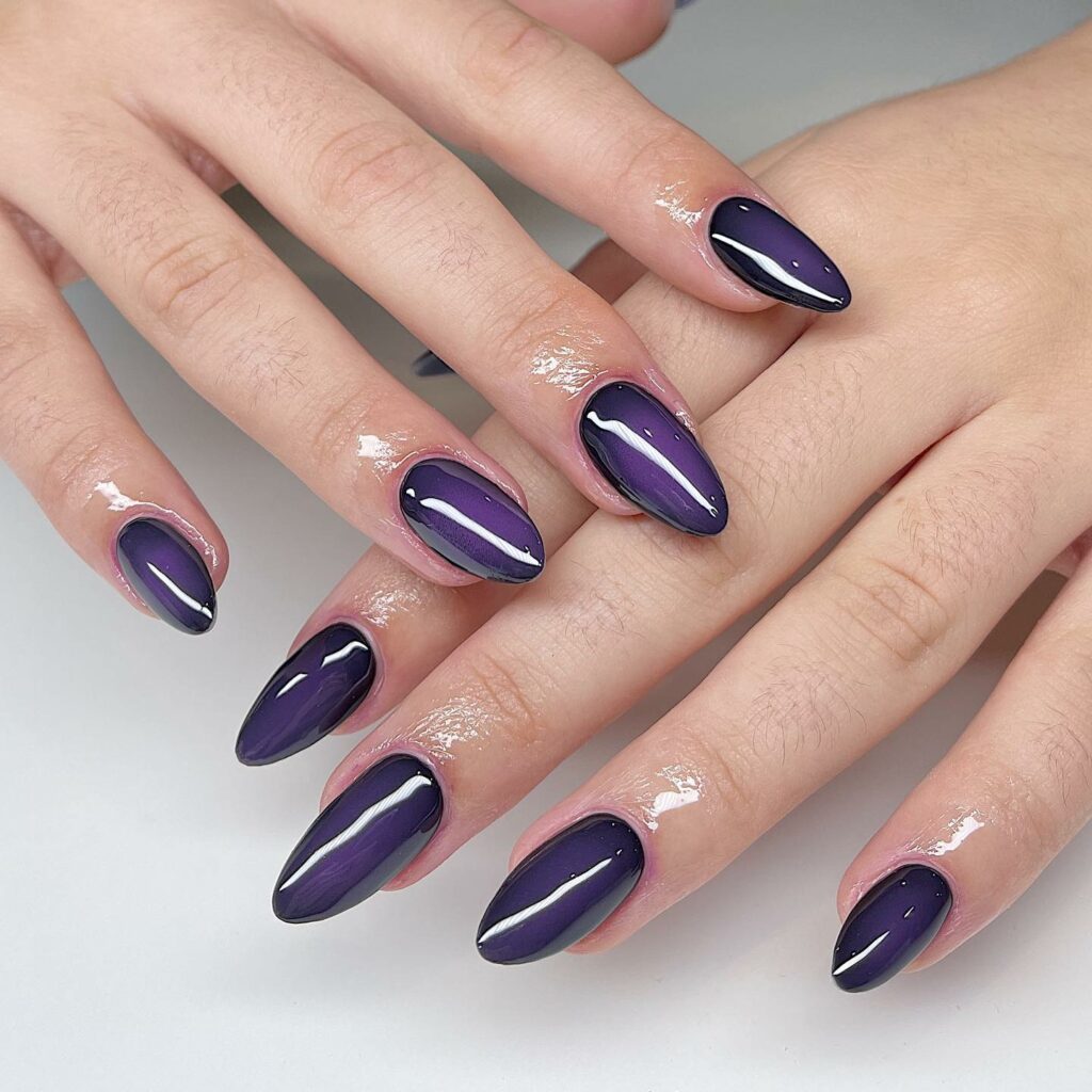 Purple Almond Galaxy Nails