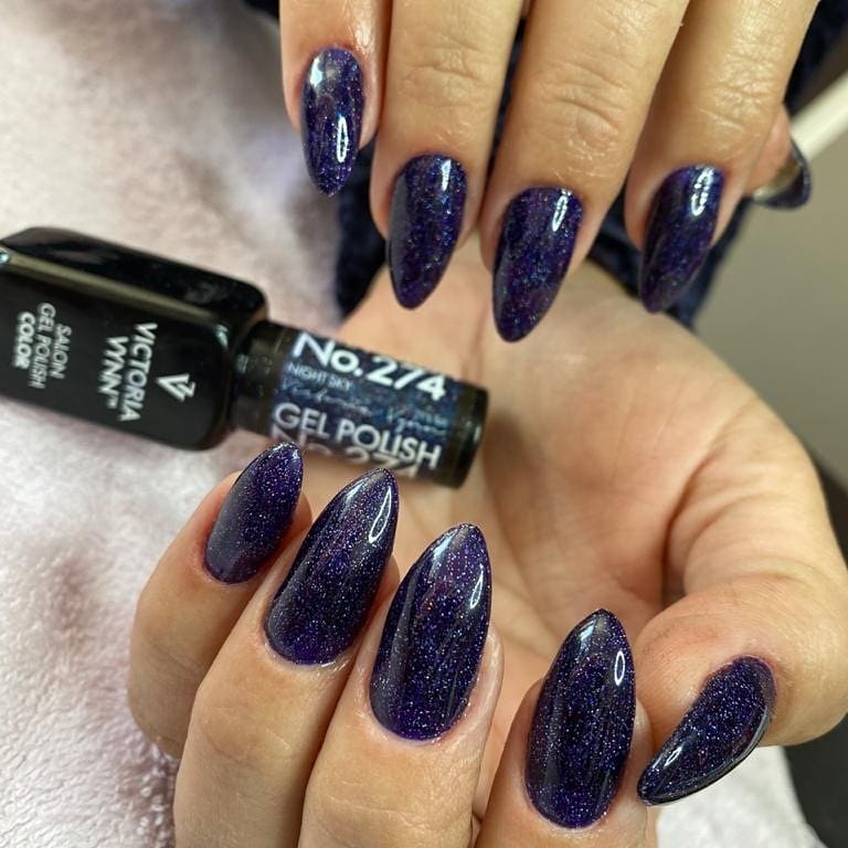 Purple Glitter Nightsky Nails