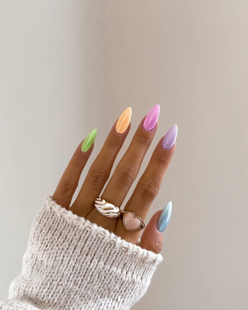 Playful Array of Colorful Chrome Nails