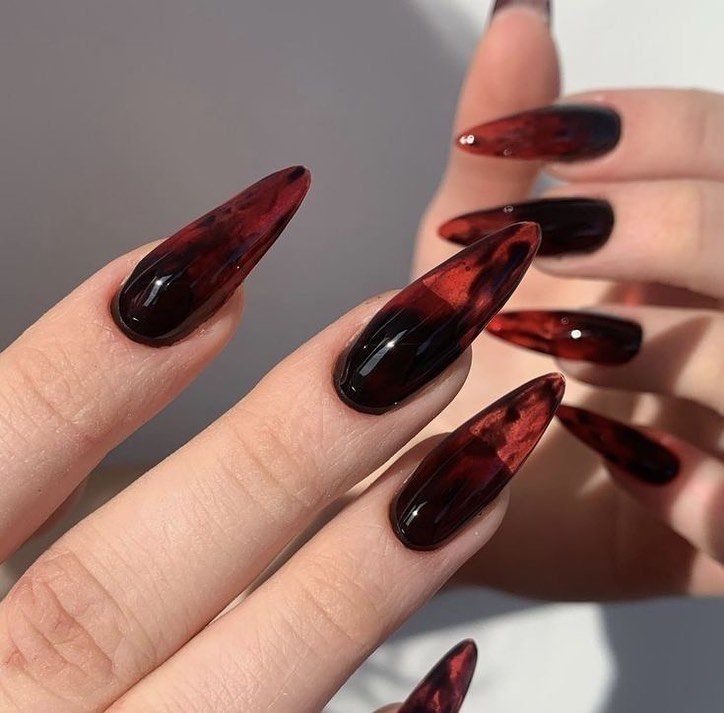 Radiant Red cat eye nails