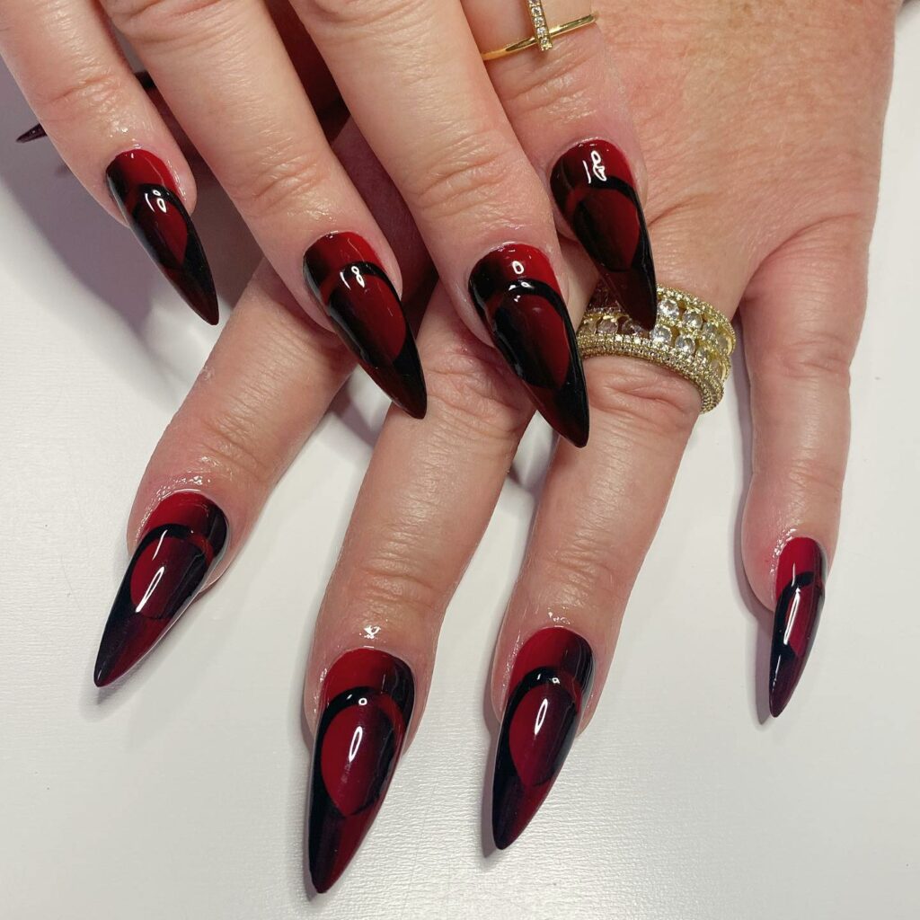 Red & Black Ombre black nails