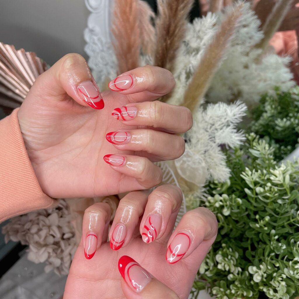 Red Swirls nails