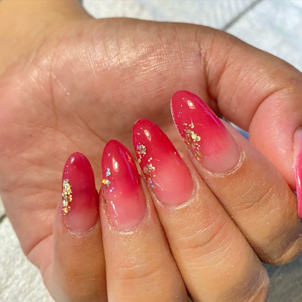 Red and Pink Ombre Nails