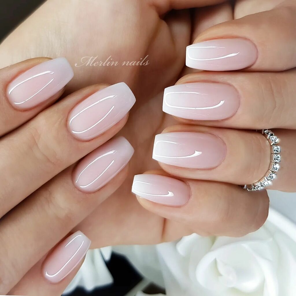 Short Pink and White Ombre Nails ideas