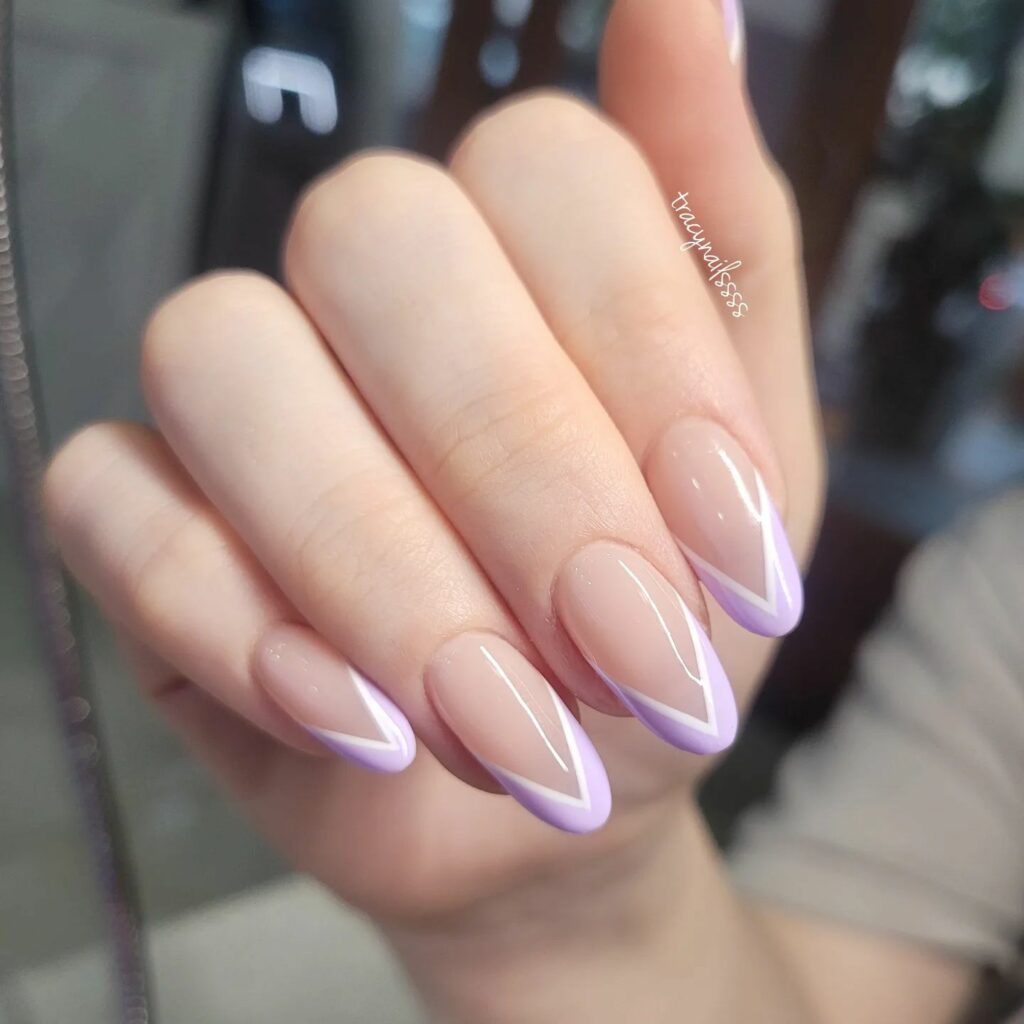 Simple Lavender Almond Nails