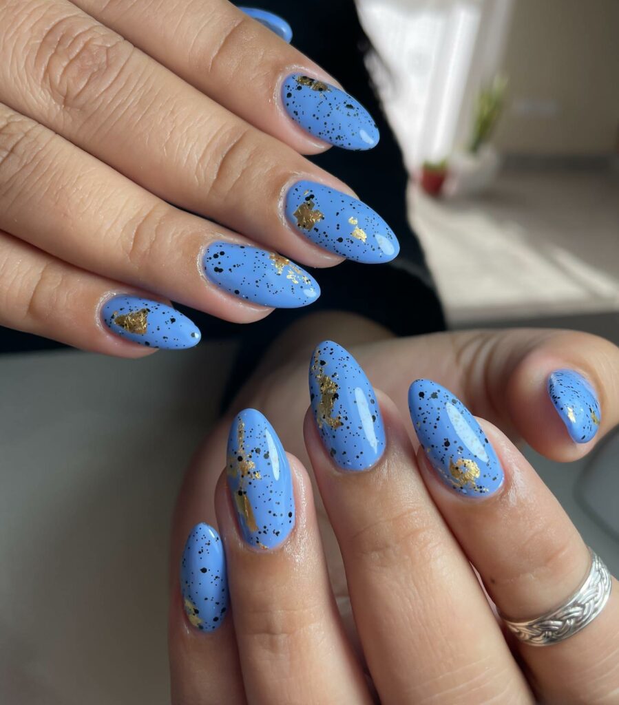 Sky Blue with Gold Stars