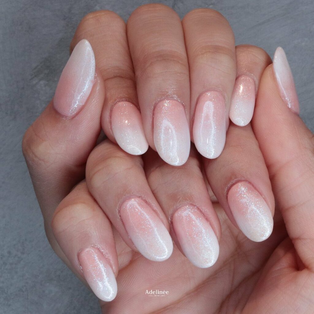 Soft Pink to Peach Ombre Nails