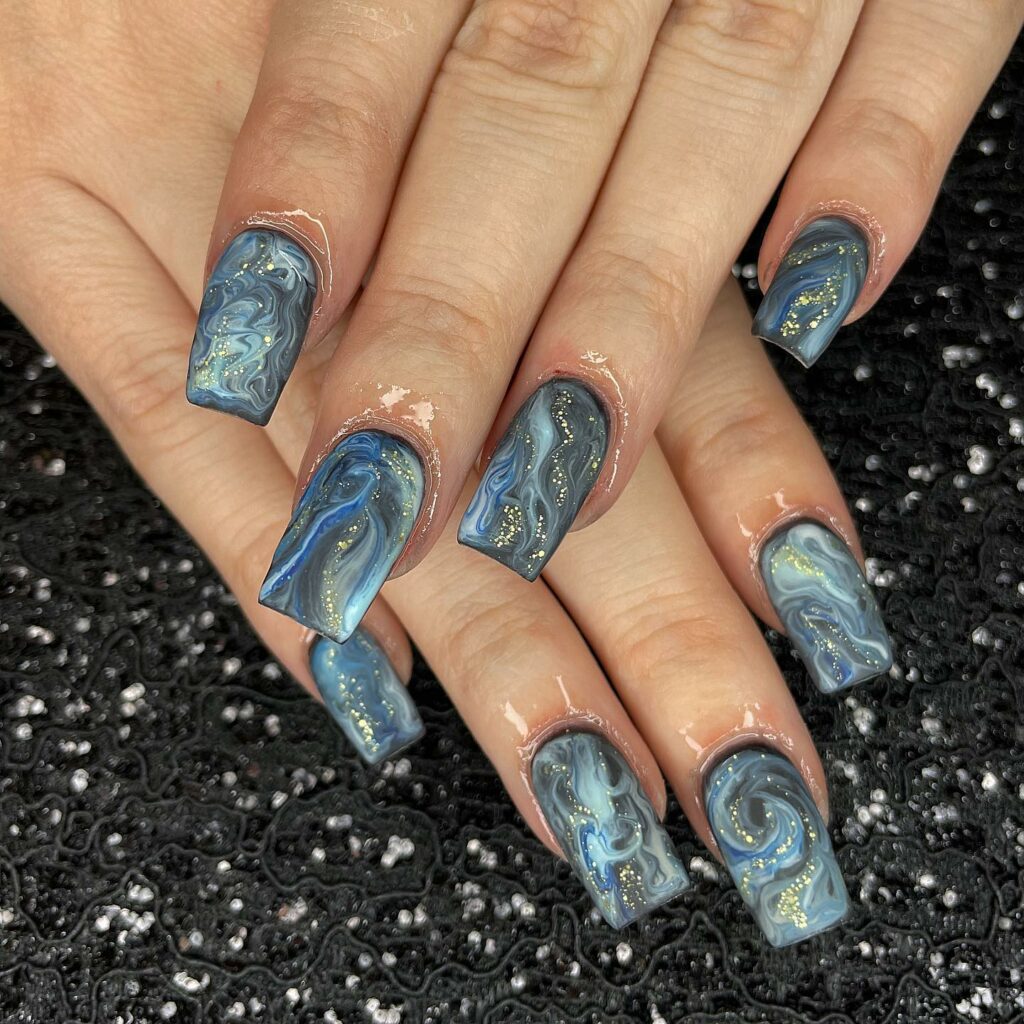 Starry Marble nails