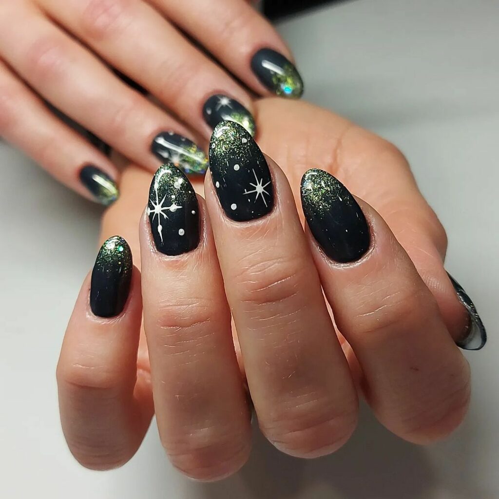 Starry Nights black nails