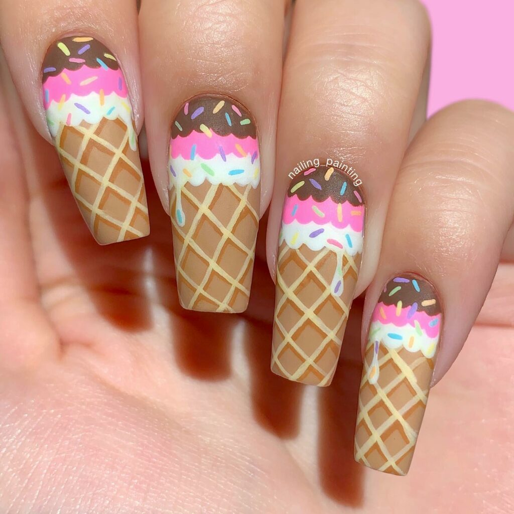Violet Nails and Ice Cream Cones