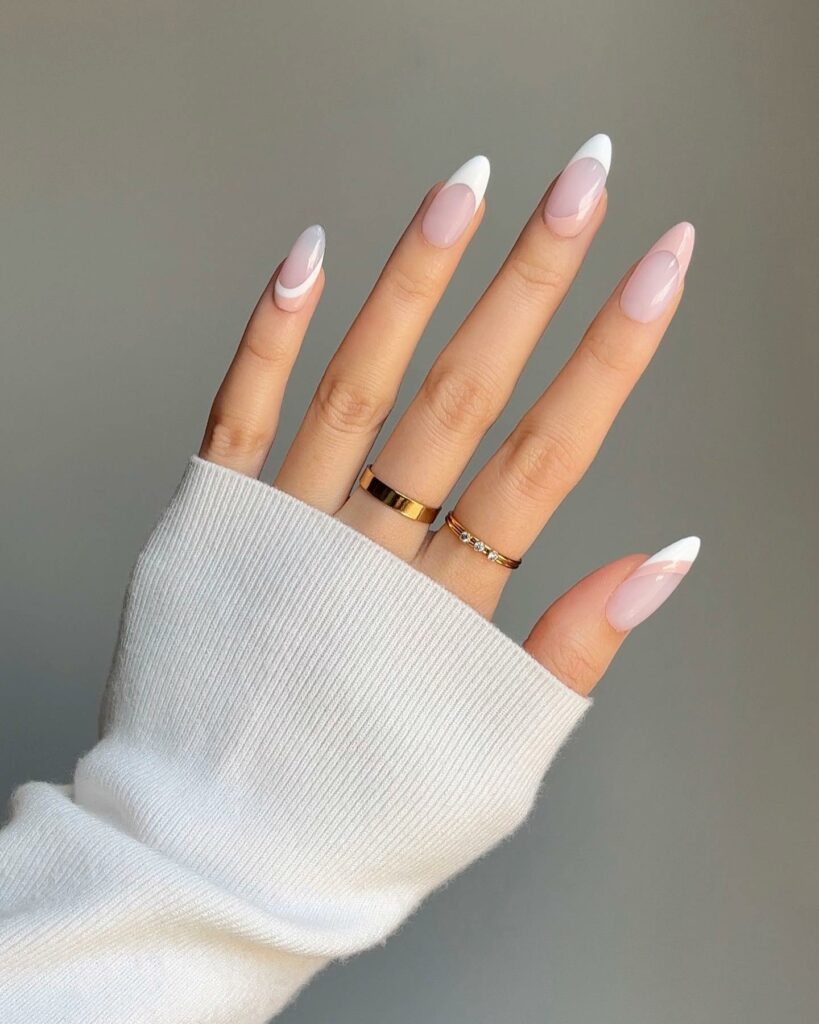 White + Pink Nails with Rose Art