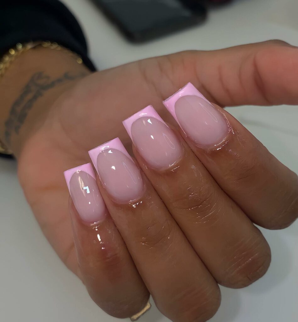 pink french acrylic