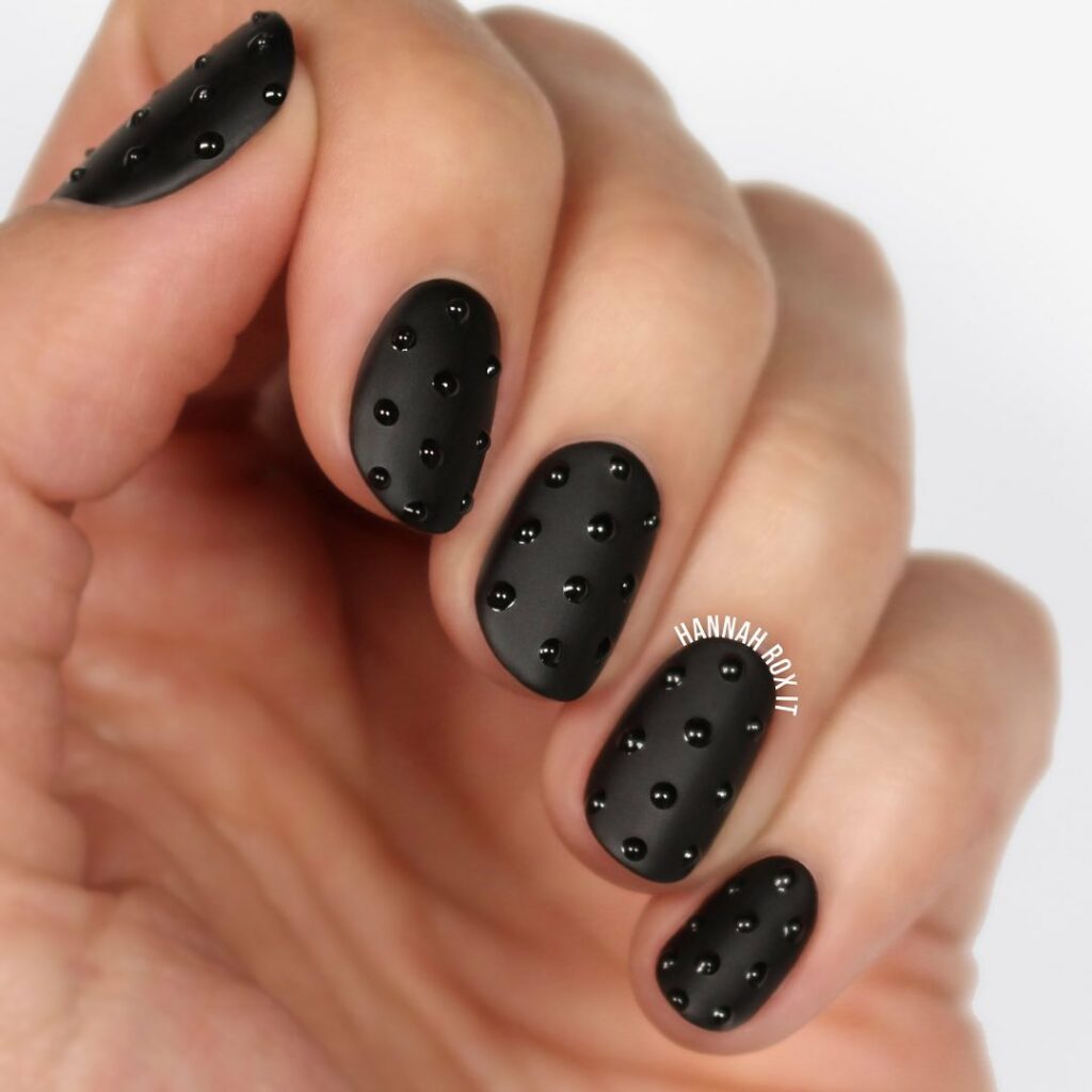 Matte Black Short Studded Nail