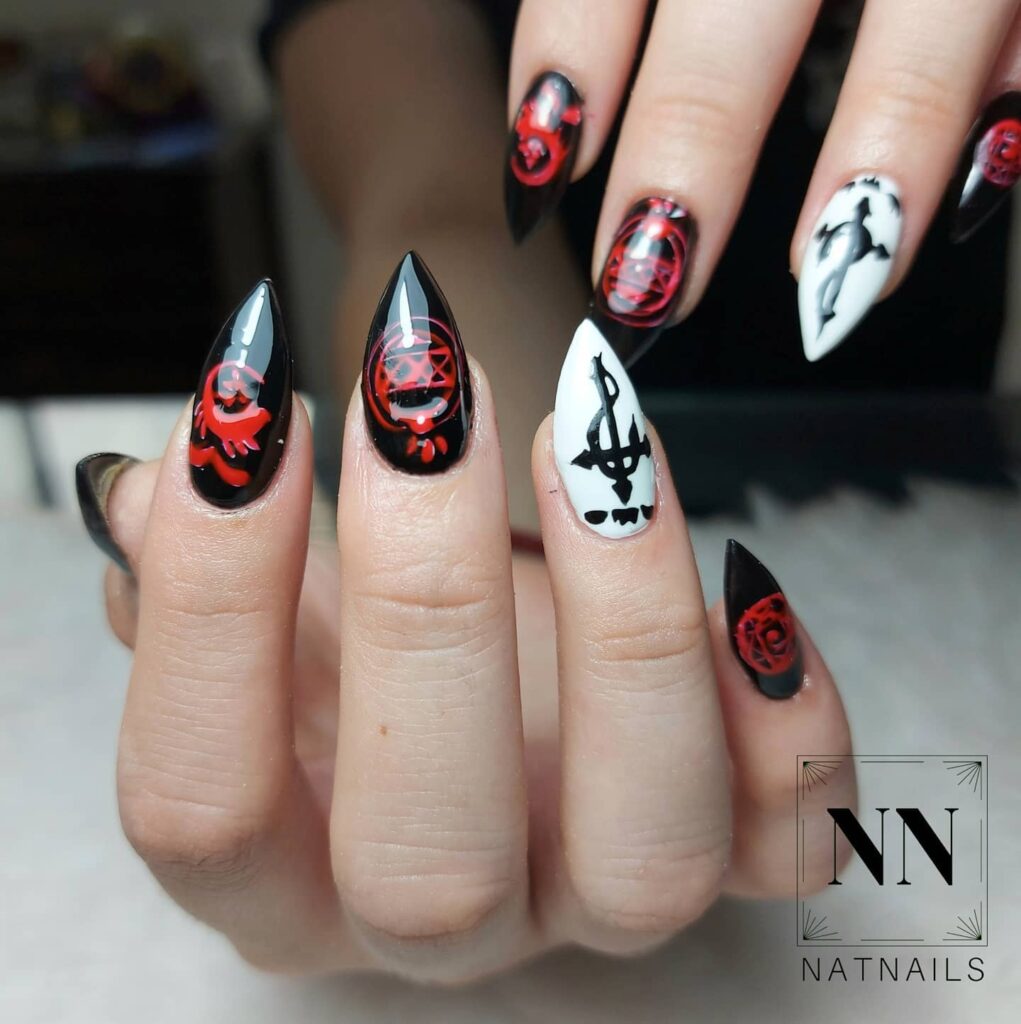 Embrace 40 Anime Nail Designs in 2024 23 Dark & Moody Fullmetal Alchemist