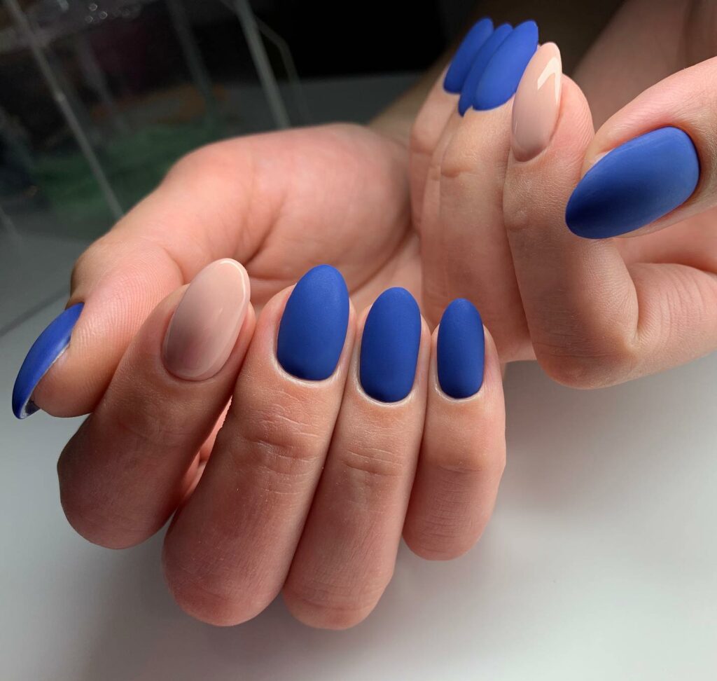 Dark Blue Matte Nails