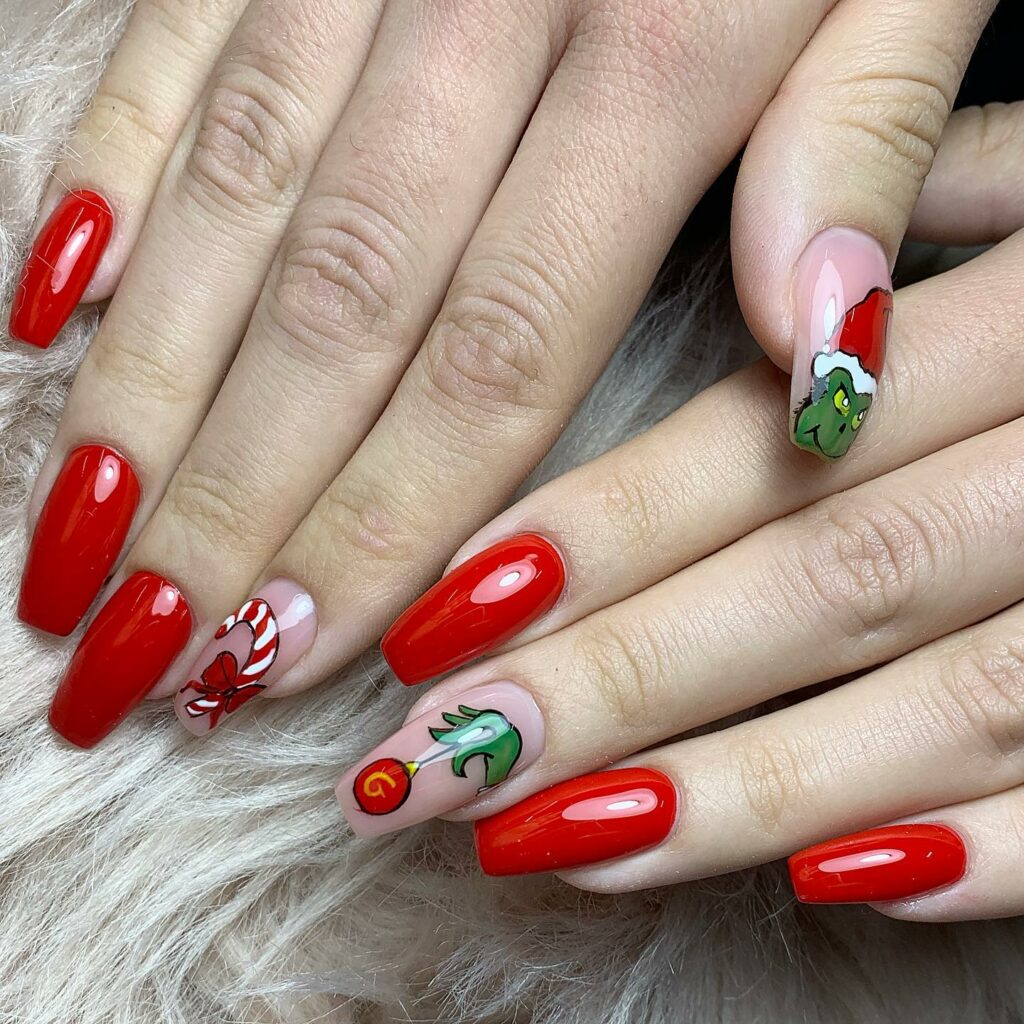 Red Grinch Nails