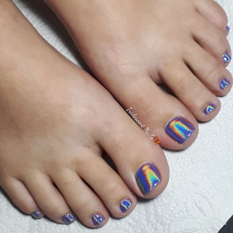 Iridescent Holographic Purple Pedicure