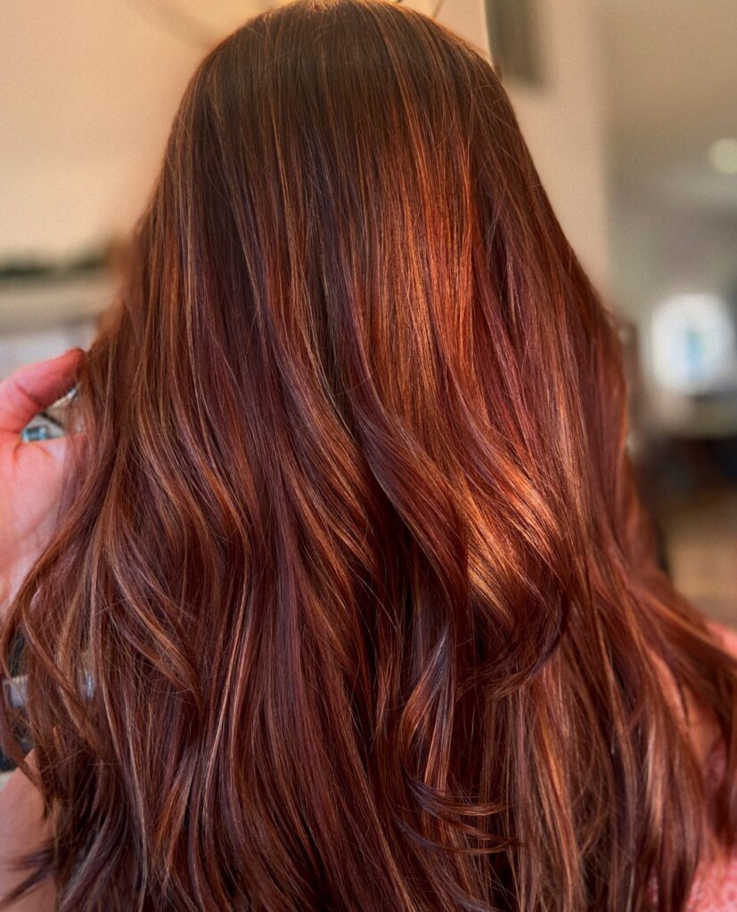 Brown Hair with Red and Copper Highlights