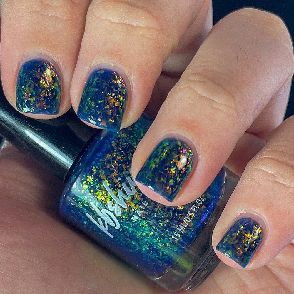 Glossy Navy with Green Shimmer