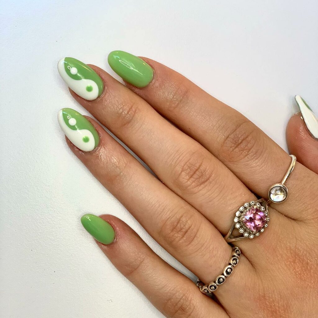 Yin and Yang Design for St. Patrick's Day Nails