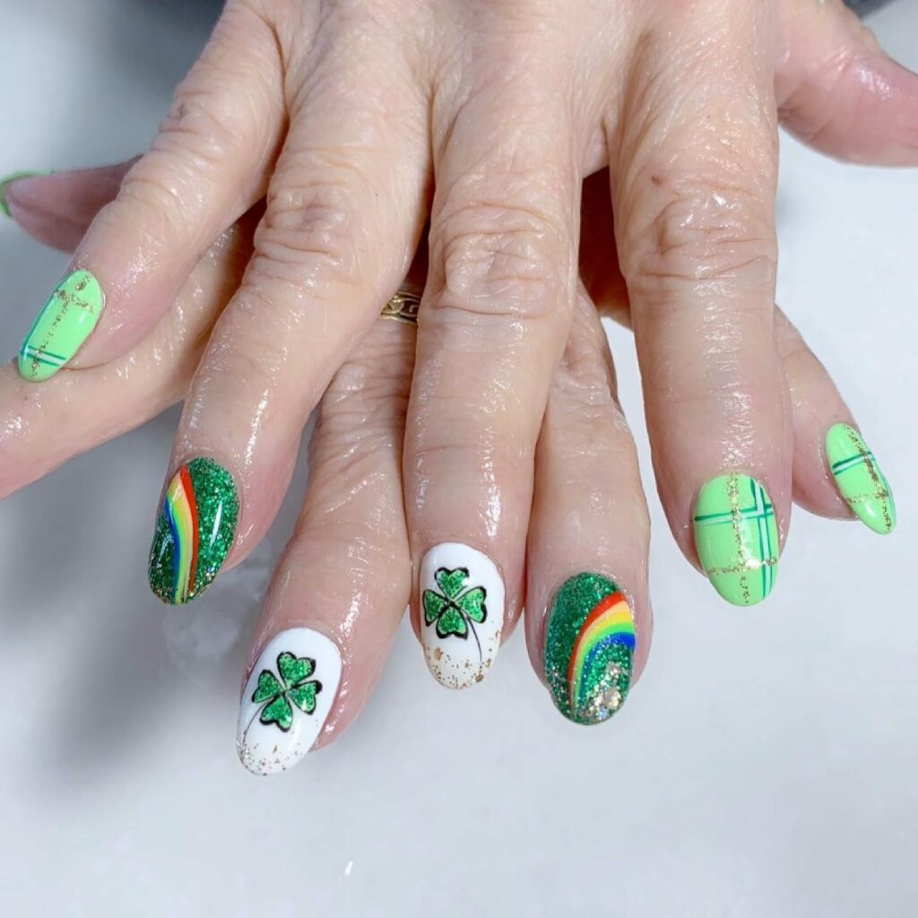 St. Patrick's Day Nails With Green Accents