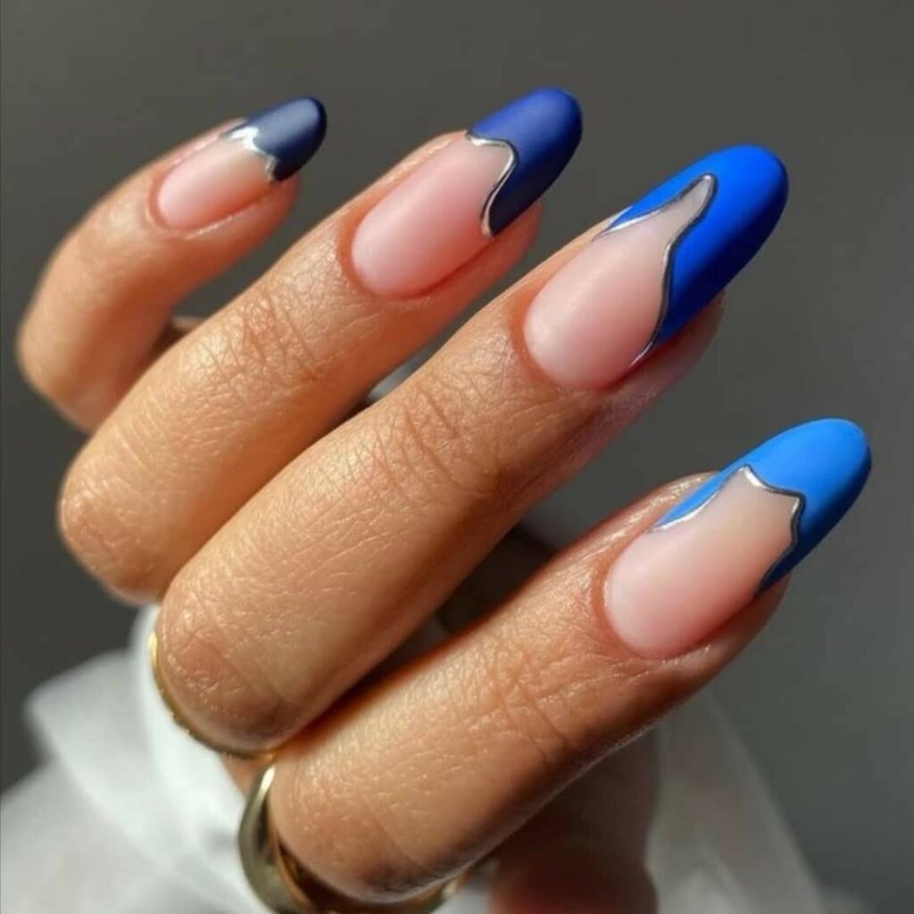 Dark Blue Pattern Nails