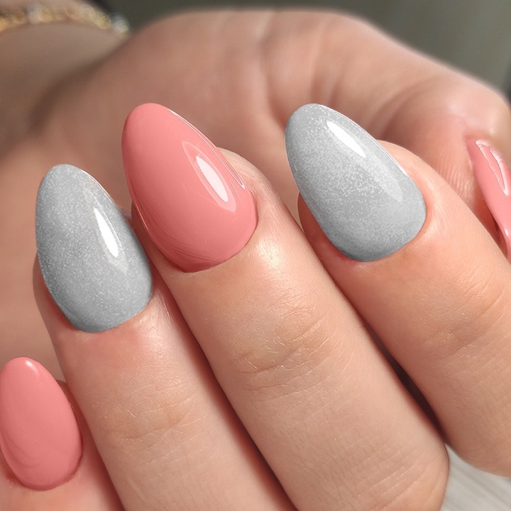 Pink and Grey Nails