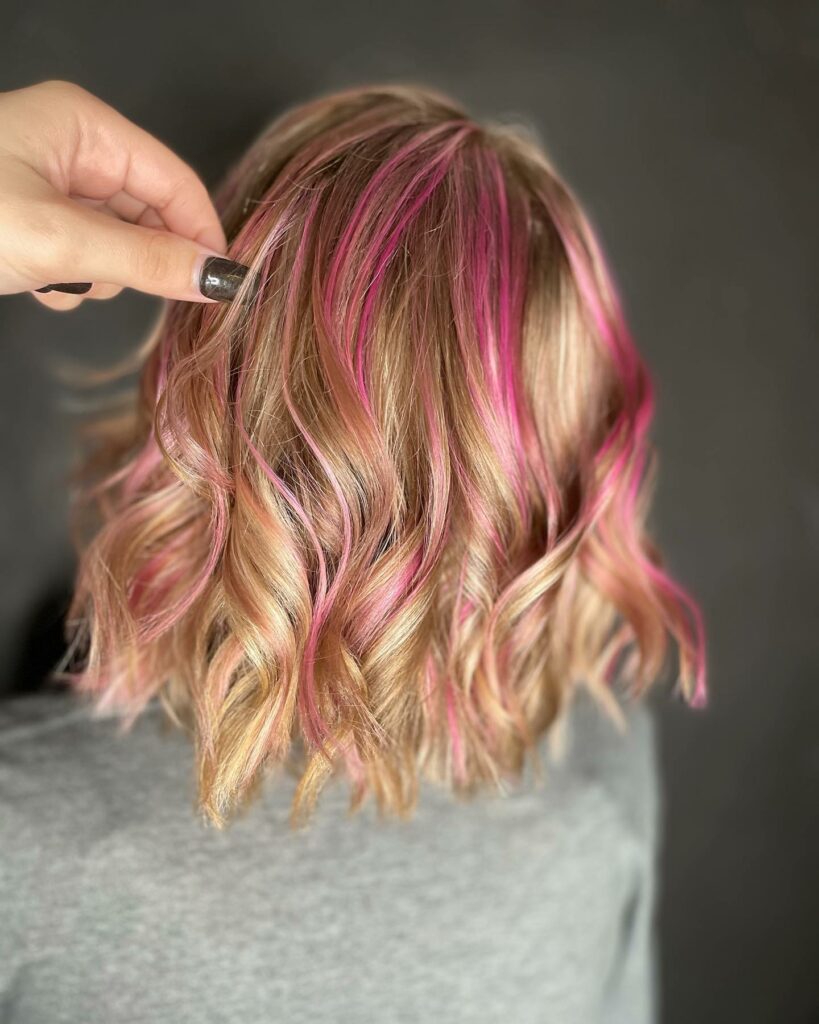 Pink Streaks in Hair