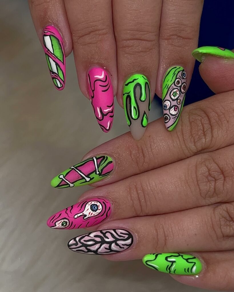 Gory Cartoon Nail Masterpieces
