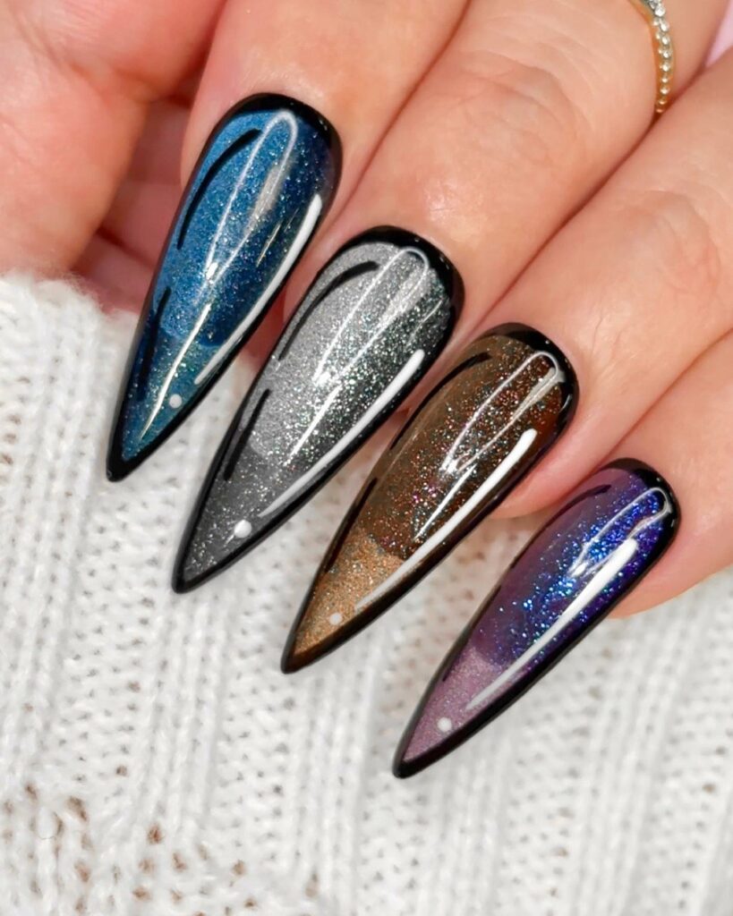 Edgy Sharp Stiletto Cartoon Nails
