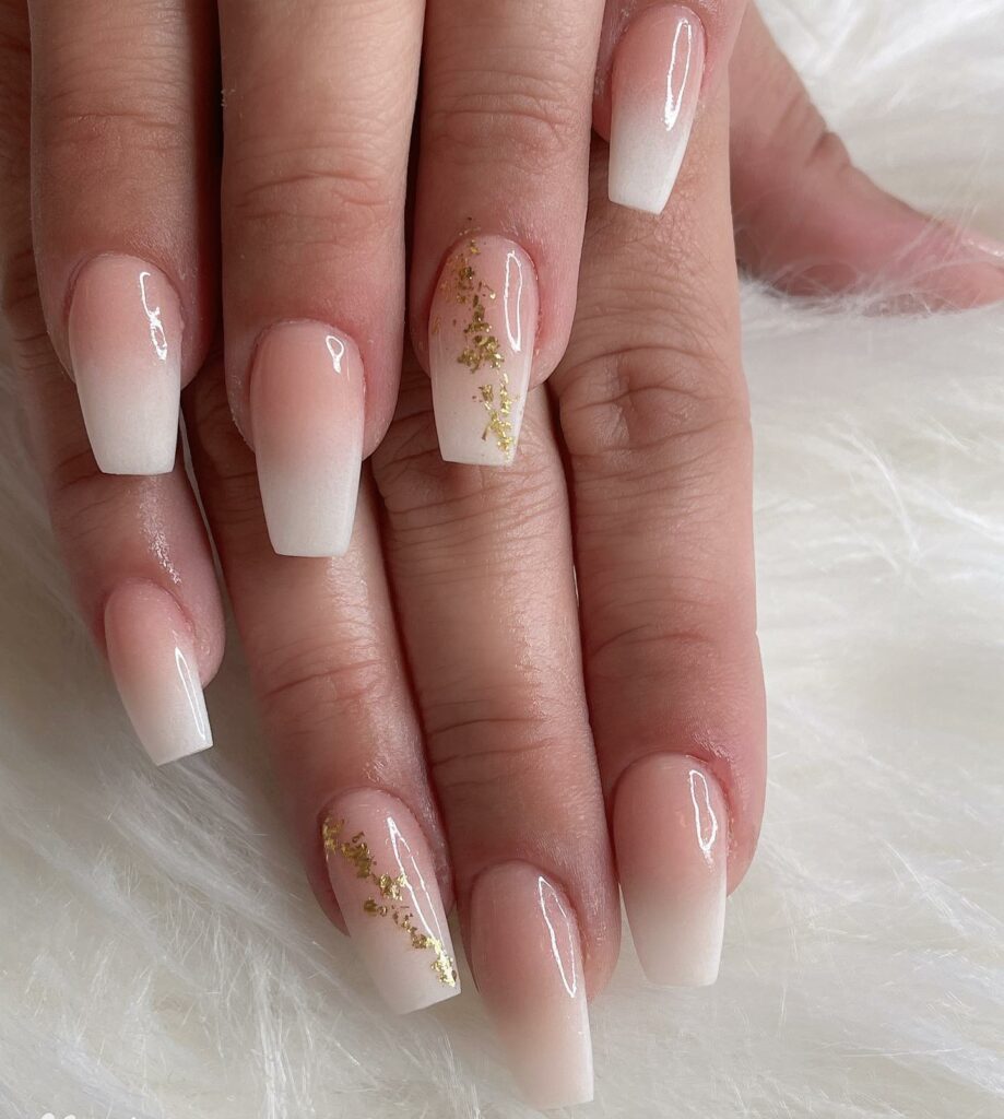 Nude Ombré Nails with Gold Foils