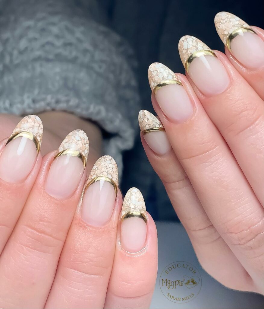 Classy Gold French Nails