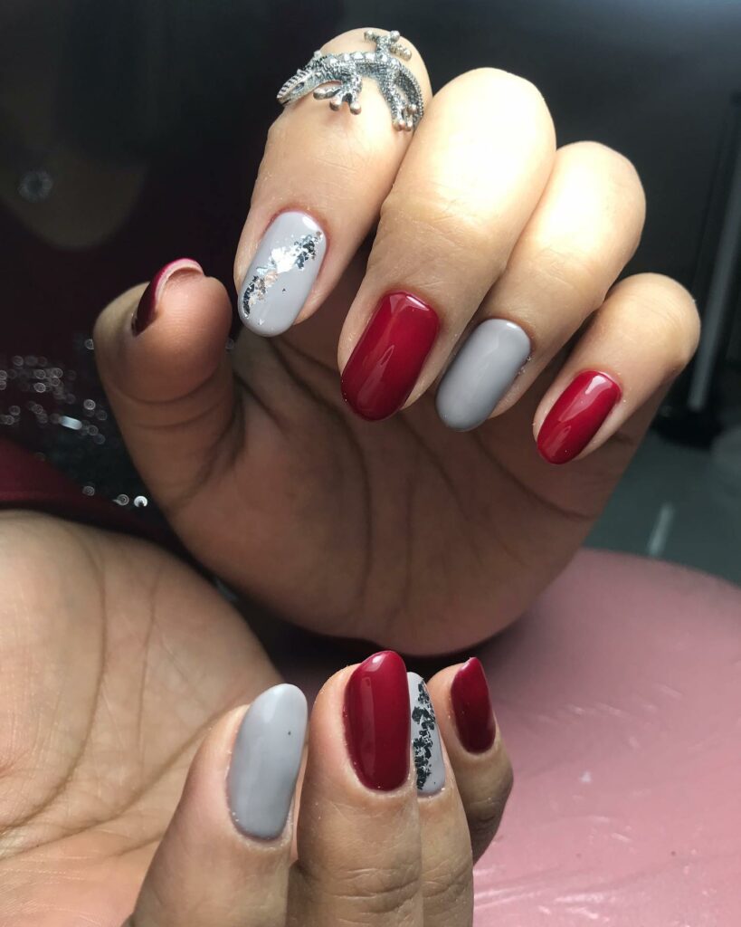Red and Grey Nails
