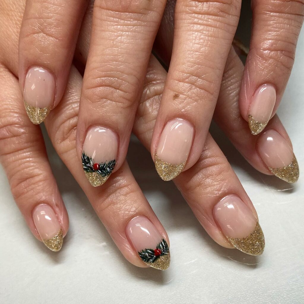 Luxe Gold Glitter French Nails