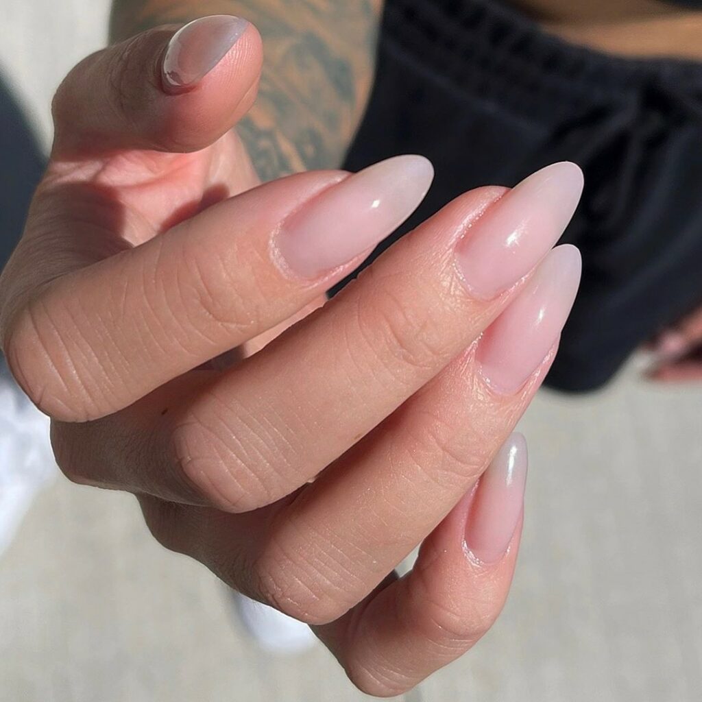 Clear White Almond Nails