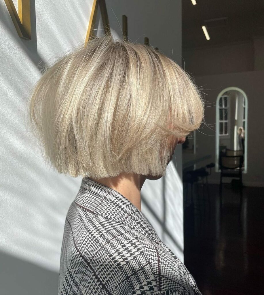 Straight Textured Creamy Blonde Bob