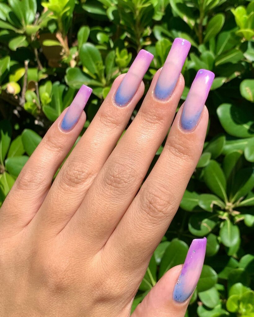 Purple Ombré Coffin Nails