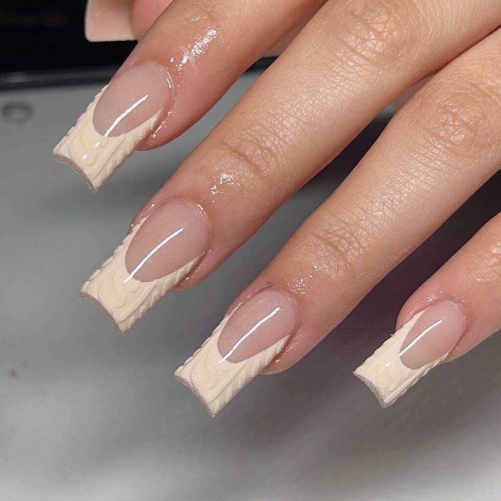 Beige Sweater Nails