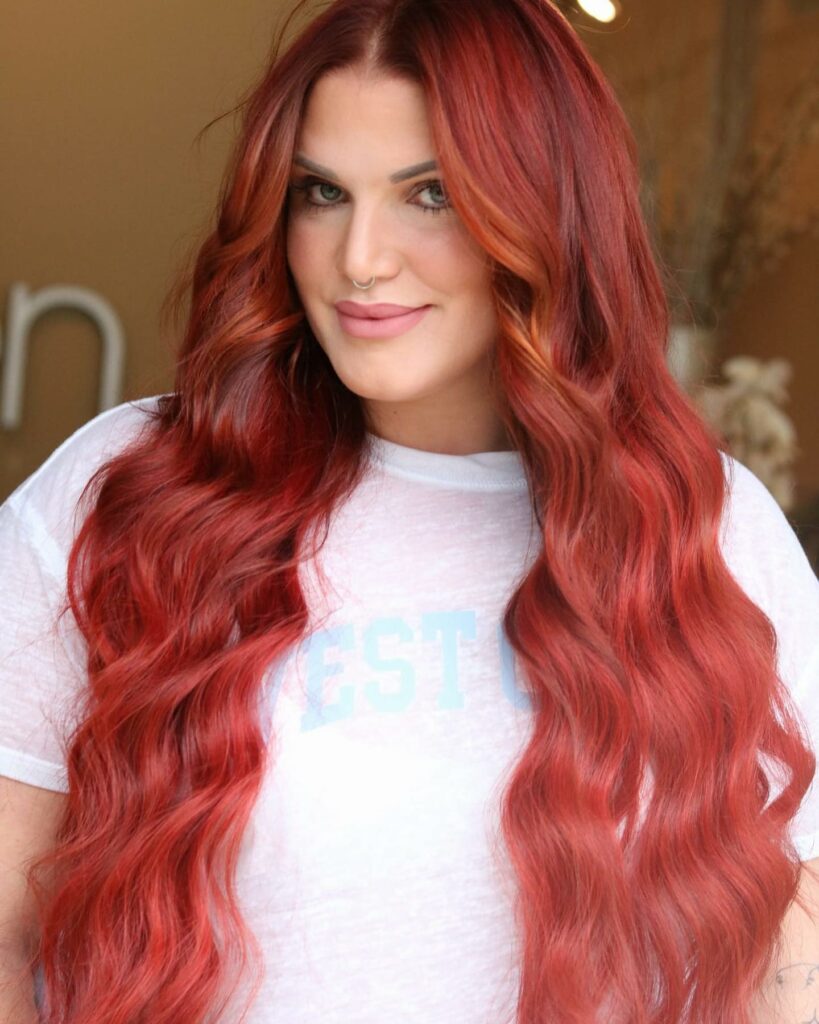 Strawberry Red Wavy Hair