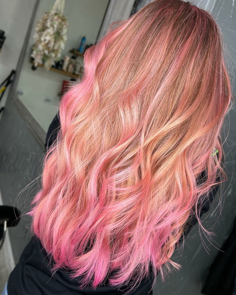 Blonde Hair with Pink Highlights