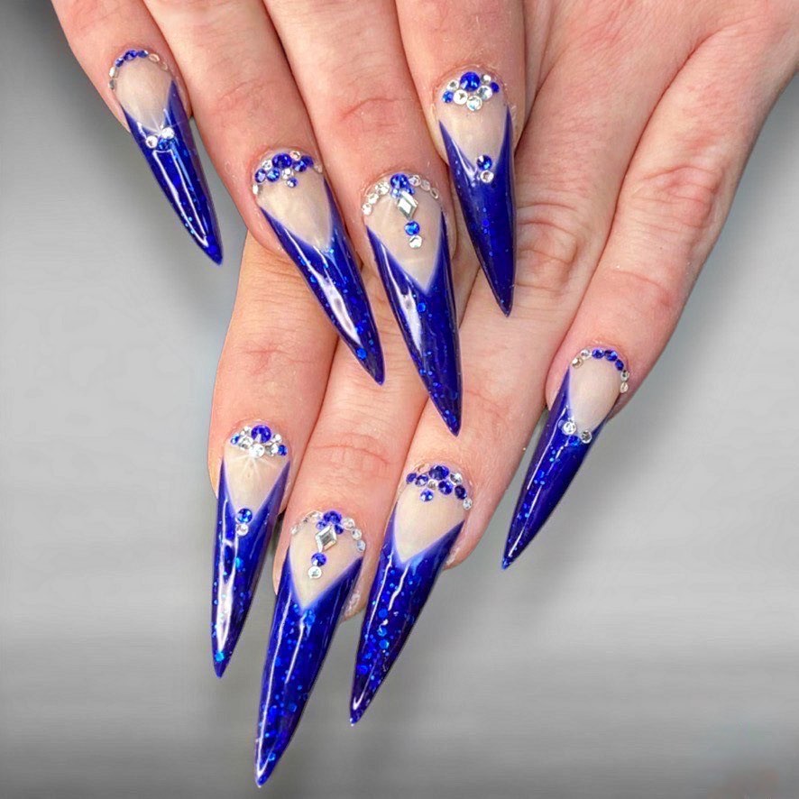 Super-Long Navy Blue Nails