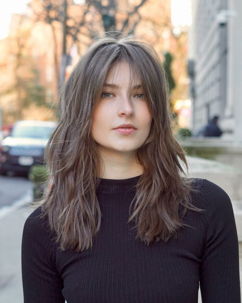 Long Wavy Hair with Wispy Bangs