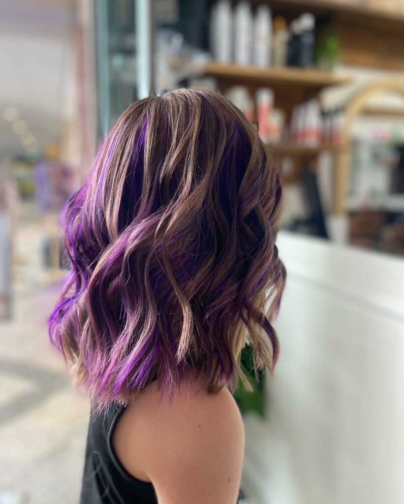Purple Highlights on Brown Hair