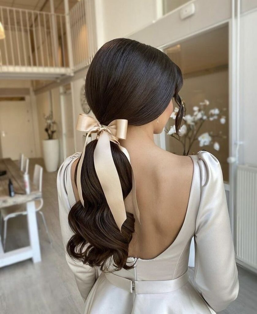 Low Ponytail With a Ribbon