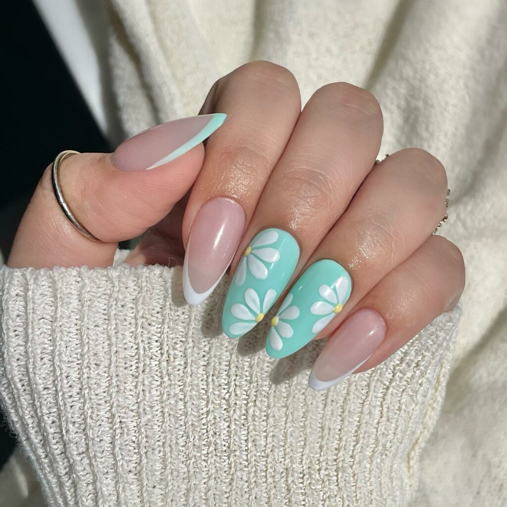Green & White Floral