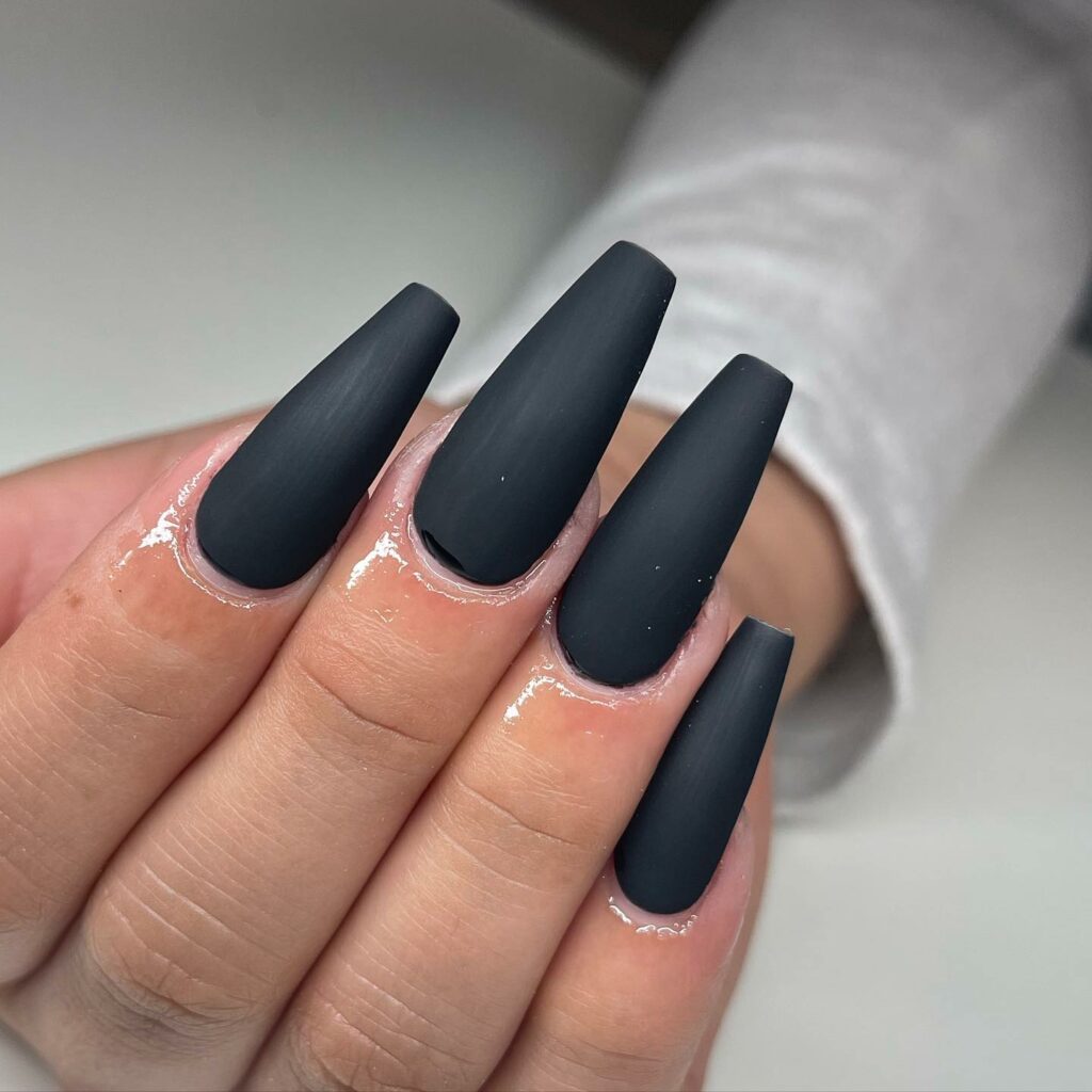 Matte Black Coffin Nails